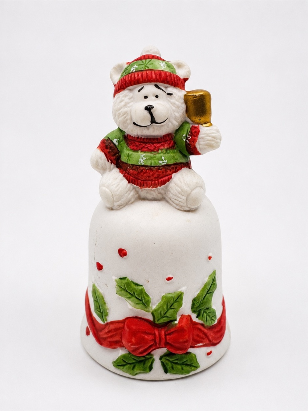 House of Lloyd Snow Bear Porcelain Christmas Bell Holiday Decor Vintage